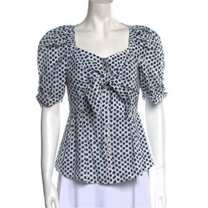 SEA NEW YORK Polka Dot Print Square Neckline Blouse